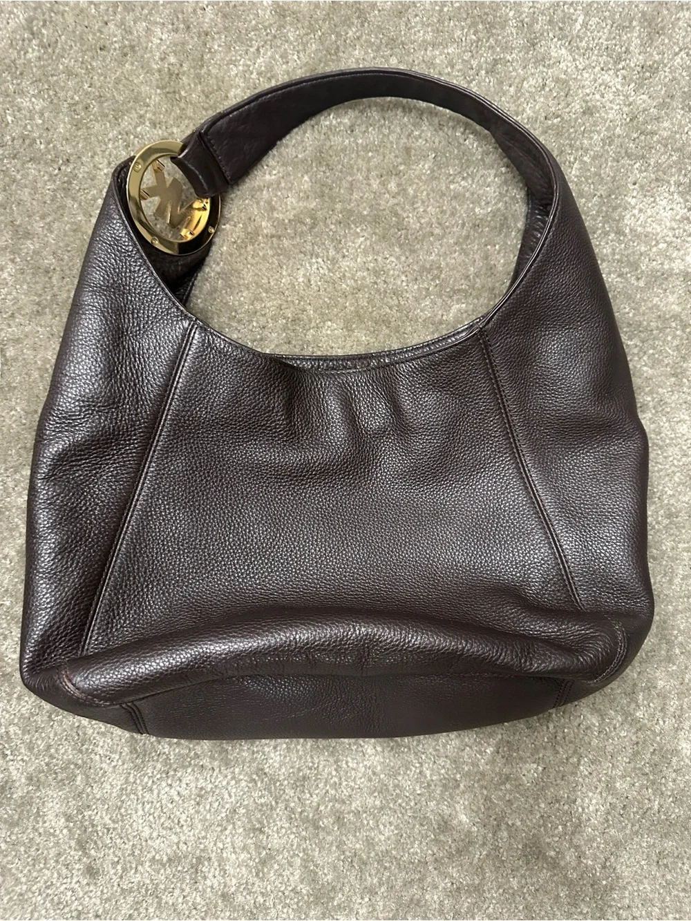 Michael Kors Fulton Large Chocolate Pebbled Leather Hobo Bag 👜✨